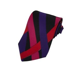 Vitaliano Pancaldi men’s purple pink abstract 100% silk vintage neck tie EUC